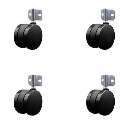 Service Caster 2-3/8'' Nylon Twin Wheel Casters with Side Mounting Bracket , 4PK SCC-UHGR02S60-NYS-716-4-CB180-4